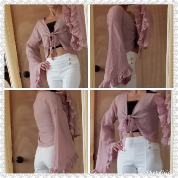 M & L left***flowy sleeve Dusty Rose top - Picture 2 of 3